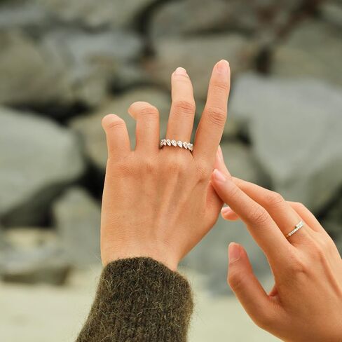 STORYJEWELLERY خاتم الدمعة، عصابات الزفاف للنساء، حلقات زركونيا مكعبة قابلة للتكديس، حلقات فرقة الخلود للنساء، خاتم زفاف مطلي بالذهب، هدايا لها in Kuwait