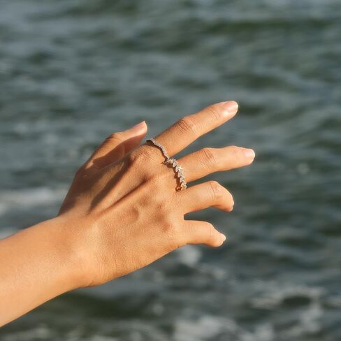STORYJEWELLERY خاتم الدمعة، عصابات الزفاف للنساء، حلقات زركونيا مكعبة قابلة للتكديس، حلقات فرقة الخلود للنساء، خاتم زفاف مطلي بالذهب، هدايا لها in Kuwait