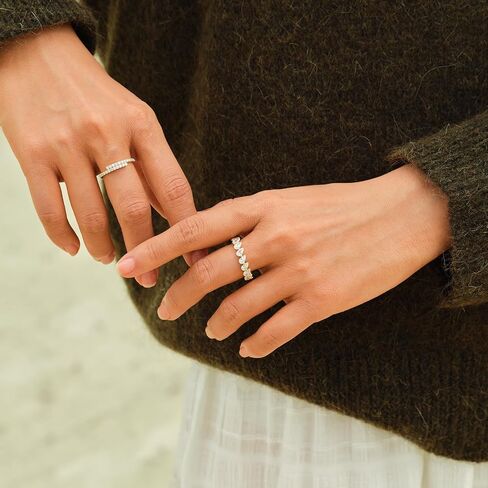 STORYJEWELLERY خاتم الدمعة، عصابات الزفاف للنساء، حلقات زركونيا مكعبة قابلة للتكديس، حلقات فرقة الخلود للنساء، خاتم زفاف مطلي بالذهب، هدايا لها in Kuwait