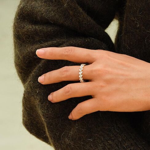 STORYJEWELLERY خاتم الدمعة، عصابات الزفاف للنساء، حلقات زركونيا مكعبة قابلة للتكديس، حلقات فرقة الخلود للنساء، خاتم زفاف مطلي بالذهب، هدايا لها in Kuwait