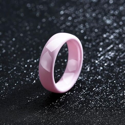 4 Pcs 6mm Ceramic Wedding Bands for Women, Pink Yellow White Purple Plain Minimalist Colorful Rings, Comfort Fit Scratch Resistant Non-Metal Jewelry, Gift for Her, Size 5-12 in Saudi Arabia
