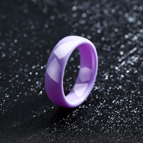 4 Pcs 6mm Ceramic Wedding Bands for Women, Pink Yellow White Purple Plain Minimalist Colorful Rings, Comfort Fit Scratch Resistant Non-Metal Jewelry, Gift for Her, Size 5-12 in Saudi Arabia