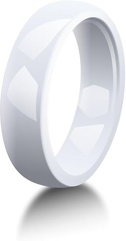 4 Pcs 6mm Ceramic Wedding Bands for Women, Pink Yellow White Purple Plain Minimalist Colorful Rings, Comfort Fit Scratch Resistant Non-Metal Jewelry, Gift for Her, Size 5-12 in Saudi Arabia