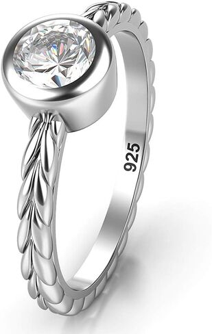 Metal Factory Sterling Silver Solitaire Bezel Set CZ Wedding Engagement Ring in Kuwait