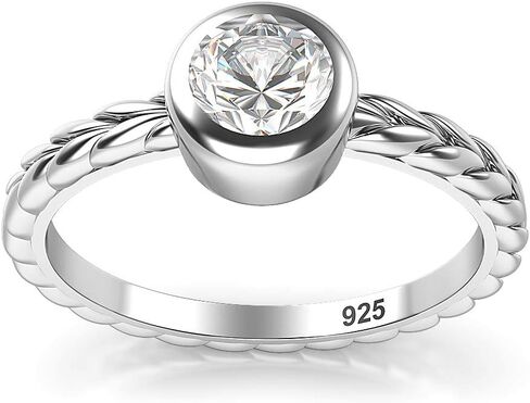 Metal Factory Sterling Silver Solitaire Bezel Set CZ Wedding Engagement Ring in Kuwait
