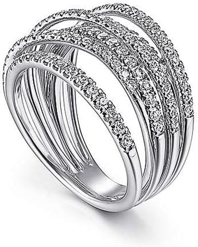ENDLESSNESS & ETERNITY Intertwined Criss-Cross CZ Cubic Zirconia Multi-Row Twist 14K Gold Plated Wedding Band Ring Chunky Statment Ring in Saudi Arabia