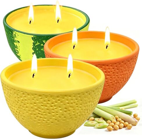 Citronella Candles Outdoor, Natural Soy Wax Candles for Patio, 3 Packs 90 Hours Long Burning Citronella Scented Candle Set for Home, Garden, Yard, Outdoor, Camping, Party, Indoor, 4.23oz Each, 2-Wick in Saudi Arabia