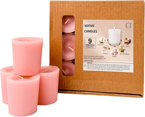 Scented Votive Candles Set of 9 – CW Studio 12 Hour Burn, Sweet Pea & Peony, Citrus Blossom, Garden Mint Fragrances – Pastel Pink, Yellow & Green – Aromatherapy Home Candles in Kraft Paper Gift Box in Saudi Arabia