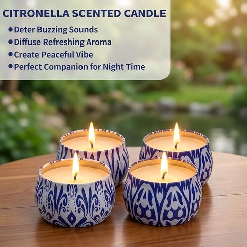 Citronella Candles Outdoor Indoor - 4pack 18OZ Scented Candles Set, Natural Soy Wax Citronella Candles for Garden Patio Yard Home Balcony Camping Backyard in Saudi Arabia