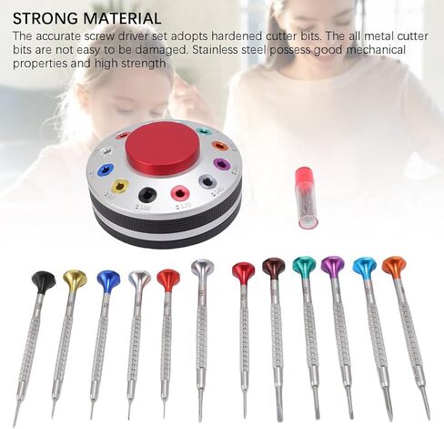 12PCS Watchmakers Screw Driver Set with on Rotating Stand & Stainless Steel Flat PH Head, Accurate Suitable for Watch Repair Eyewear Jewelry in Saudi Arabia
