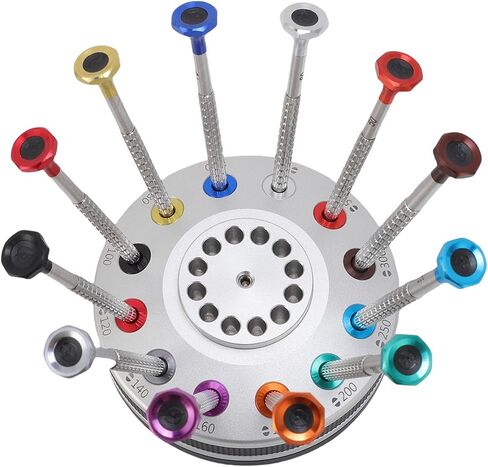 12PCS Watchmakers Screw Driver Set with on Rotating Stand & Stainless Steel Flat PH Head, Accurate Suitable for Watch Repair Eyewear Jewelry in Saudi Arabia