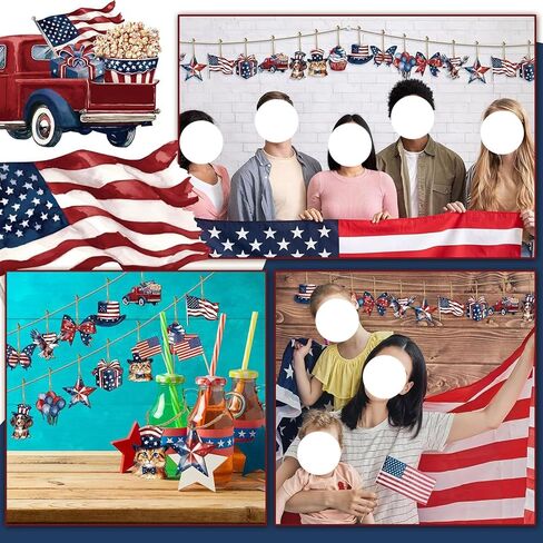 4th of July Hanging Ornaments, 24Pcs Patriotic Tree Decorations, American Flag Stars Dog Cat Balloon Ornaments for Independence Day Memorial Day Party Decor (Red White Blue, One Size) in Saudi Arabia