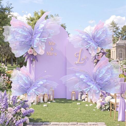 Yinder 4 Pcs 32 in 24 in Extra Lagre Holographic Purple Butterfly Decorations Mariposas Grandes para Decoracion Giant 3D Butterfly Party Decor for Baby Shower Wedding Photography Birthday Decor in Kuwait
