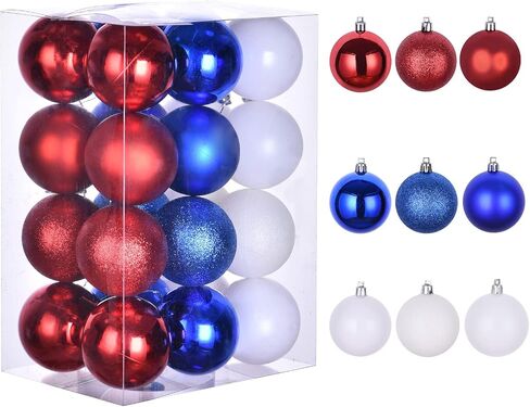 100pcs Ball Ornaments for the 4th of July, Shatterproof Christmas Tree Decorations, Perfect Hanging Ball for Indoor/Outdoor Holiday Party Decor (Red, Blue & White) (100) in Saudi Arabia
