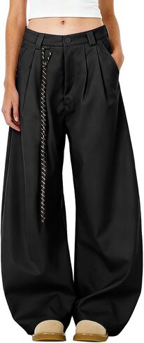 Bakyarder Women’s Mid Rise Barrel Leg Pants Baggy Casual Trousers Pleated Loose Fit Wide Leg Streetwear Pants in Saudi Arabia