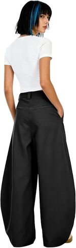 Bakyarder Women’s Mid Rise Barrel Leg Pants Baggy Casual Trousers Pleated Loose Fit Wide Leg Streetwear Pants in Saudi Arabia