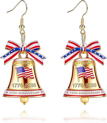 4th of July Patriotic Earrings for Women, 1776 2026 Liberty Bell Earrings for America 250 Decorations Red White Blue Acrylic Dangle Earring America 250 Merchandise Independence Day Outfit Accessories Jewelry in Kuwait