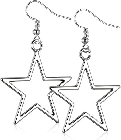 Gold Star Earrings, Simple Hollow Star Hoop Earrings Stainless Steel Star Drop Dangle Earring for Party Wedding Daily Use in Kuwait