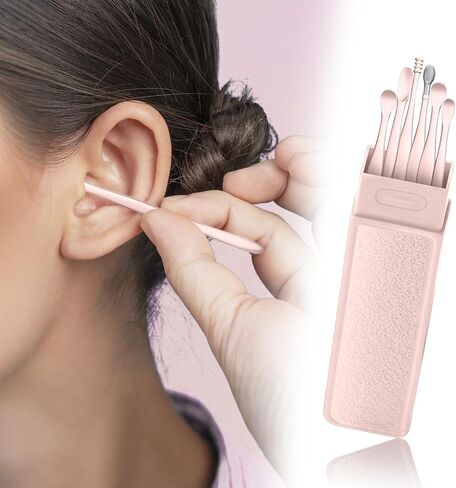 Ear Wax Removal Kit Cleaner Tool Set, 6Pcs Ear Pick Kit Reusable Ear Cleaning Tools with Storage Bag for Home Travel, Green in Kuwait