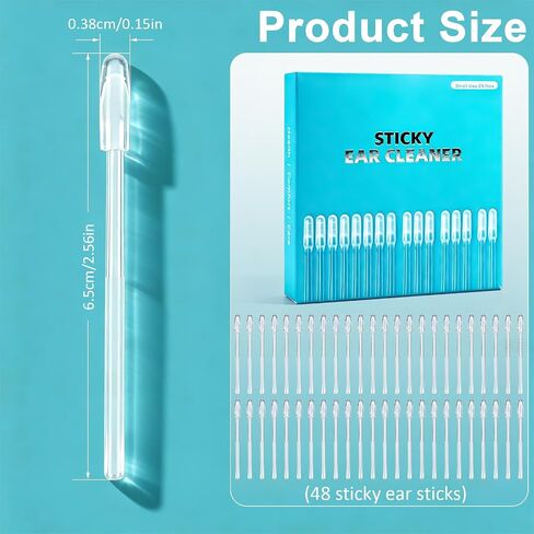 48Pcs Sticky Ear Cleaning Stick, Gentle Reusable Ear Wax Removal Tools Adhesive Ear Pick with Soft Spiral Head for Adults Home Personal Care Hygiene Kit (2 Boxes/48 Pcs) in Saudi Arabia