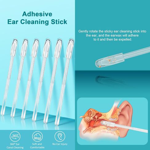48Pcs Sticky Ear Cleaning Stick, Gentle Reusable Ear Wax Removal Tools Adhesive Ear Pick with Soft Spiral Head for Adults Home Personal Care Hygiene Kit (2 Boxes/48 Pcs) in Saudi Arabia