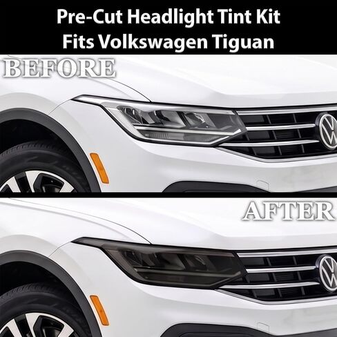 BOGAR TECH DESIGNS Precut for Volkswagen Tiguan 2022-2024 Full Headlight Taillight Head Tail Light PPF Tint Overlay Film Kit, Dark Smoke in Saudi Arabia