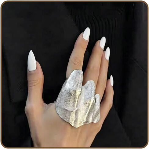Irregular Pleated Knuckle Ring Punk Hiphop Texture Pleated Finger Rings Minimalist Hand-Hammered Wide pleated Right Hand Ring in Kuwait