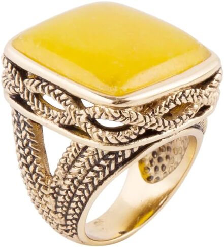 Barse Jewelry Yellow Agate and Golden Statement Ring in Kuwait