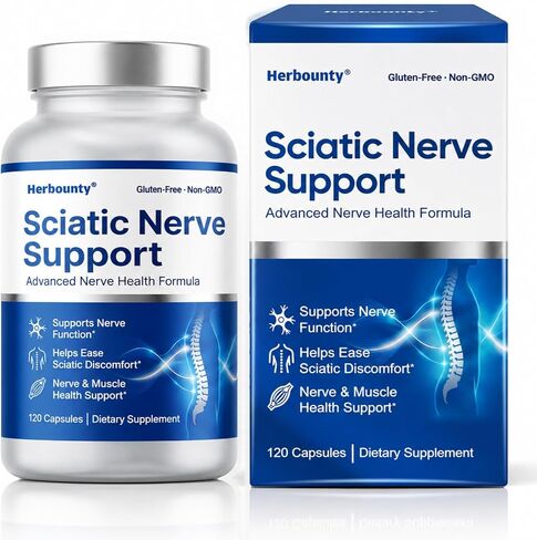 Sciatic Nerve Support Supplement, 120 Count for Lower Back and Leg Comfort, Alpha Lipoic Acid & Vitamin B Complex Supporting Healthy Muscle, Nerve Function and Easy Mobility in Kuwait