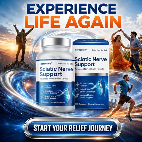 Sciatic Nerve Support Supplement, 120 Count for Lower Back and Leg Comfort, Alpha Lipoic Acid & Vitamin B Complex Supporting Healthy Muscle, Nerve Function and Easy Mobility in Kuwait