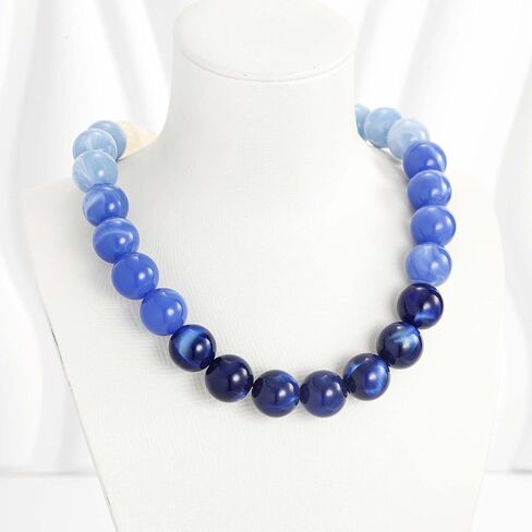 Chunky Beaded Necklace for Women Boho Statement Bead Necklace Adjustable Lightweight Choker with Round Polished Beads Trendy Summer Beach Jewelry Gifts in Saudi Arabia