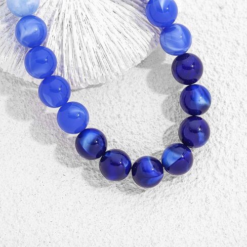 Chunky Beaded Necklace for Women Boho Statement Bead Necklace Adjustable Lightweight Choker with Round Polished Beads Trendy Summer Beach Jewelry Gifts in Saudi Arabia