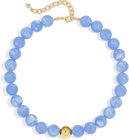 Chunky Beaded Necklace for Women Boho Statement Bead Necklace Adjustable Lightweight Choker with Round Polished Beads Trendy Summer Beach Jewelry Gifts in Saudi Arabia