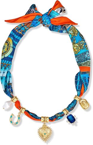 Boho Scarf Necklace With Multi Conch Shell Heart Horseshoe Fish Charms Large Sun Pendant Necklace Adjustable Bandana Necklaces for Women Summer Beach Jewelry For Vacation in Kuwait