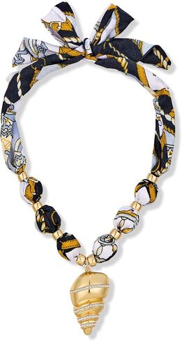 Boho Scarf Necklace With Multi Conch Shell Heart Horseshoe Fish Charms Large Sun Pendant Necklace Adjustable Bandana Necklaces for Women Summer Beach Jewelry For Vacation in Kuwait