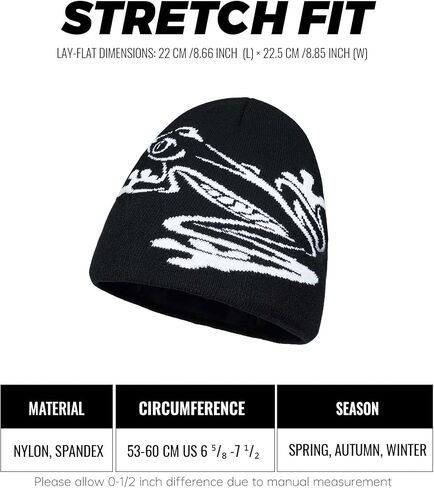 قبعة Clakllie الرجالية Y2K Beanie Hat Streetwear Graphic Knit Beanies Hip Hop Watch Skullcap قبعة محبوكة ناعمة، KH25Q22-أسود in Kuwait