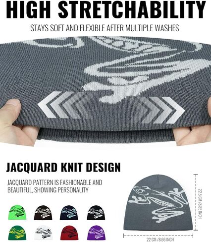 قبعة Clakllie الرجالية Y2K Beanie Hat Streetwear Graphic Knit Beanies Hip Hop Watch Skullcap قبعة محبوكة ناعمة، KH25Q22-أسود in Kuwait