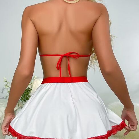 Women's Sexy Nurse Costume Lingerie Woman Naughty Roleplay Cosplay One Piece Exotic Uniform Set in Kuwait