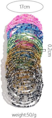 Caiyao 36Pcs Colorful Elastic Seed Beaded Bracelets Set Bohemia Multilayer Rainbow Beaded Stretch Bracelet Anklet Adjustable Glass Beads Wristbands for Women Summer Beach Boho Vaction Jewelry in Kuwait