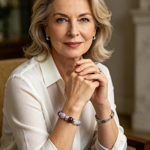 Menopause Bracelet For Women, 8CM Natural Stone Amethyst Anxiety Relief Calming Balance Calming Balance Bracelet for Menopause's Support, Hormone Balance Jewelry Gift for Her in Saudi Arabia
