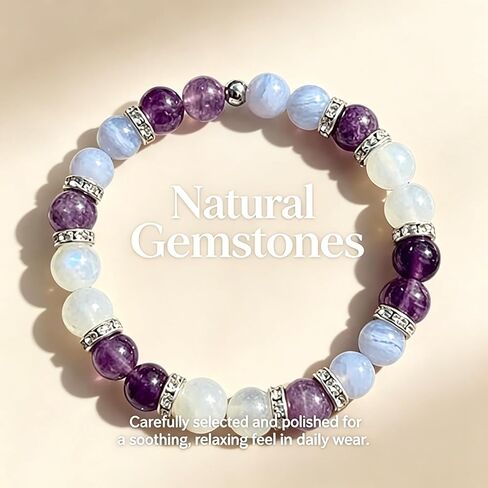 Menopause Bracelet For Women, 8CM Natural Stone Amethyst Anxiety Relief Calming Balance Calming Balance Bracelet for Menopause's Support, Hormone Balance Jewelry Gift for Her in Saudi Arabia
