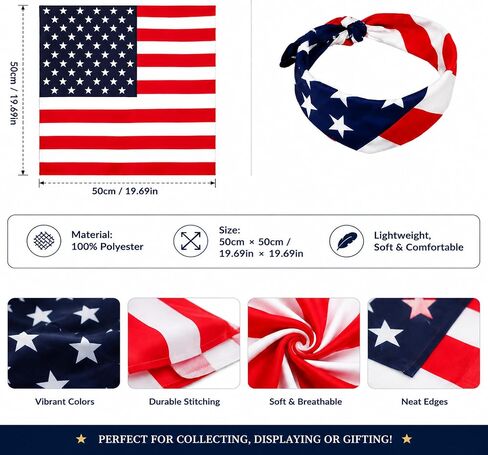 USA 250th Anniversary Bracelet & Bandana Set, 8PCS Patriotic Red White Blue Stackable Beaded Bracelets for Women Teens, 4th of July Independence Day Accessories & Gifts in Kuwait