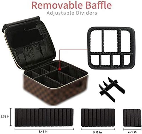Makeup Bag,3 Pcs Brown Checkered Bags Set,Portable with Adjustable Partition,Large Capacity Pouch for Travel Cosmetic Organizer, Coin Purse, Waterproof, Toiletries,Designer for Gift,Checkered in Saudi Arabia