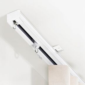 TEAKMAMA Ceiling Curtain Track, Curtain Track Heavy-Duty, Silent Ceiling Mounted Rail Set for Room Divider with Roller Hooks and Clips for Living Room Bedroom, 6ft-9ft, White in Kuwait