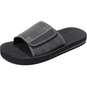 Men's Adjustable Slide Sandals Slip On Sandals Non-Slip Slides for Outdoors in Saudi Arabia