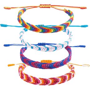 4 Pcs Rainbow Pride Friendship Bracelets, Adjustable Handmade Braided Bracelets for Lesbian, Bisexual & Transgender Pride, Colorful Everyday Accessories & Gifts in Saudi Arabia
