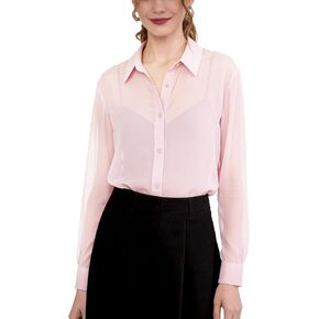 Sheer Tops for Women Long Sleeve Button Down Shirt Sexy See Through Trendy Elegant Chiffon Blouse Tunic Tops in Saudi Arabia