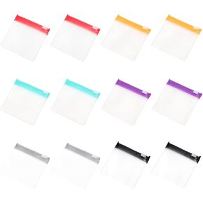 Reusable Pill Pouches, 12PCS Small Zippered Pill Baggies for Travel with Slide Lock, 2.9x2.7 Reusable ziplock Bag for Daily Organizer, Multicolor(Red, Black, Purple, Orange, Green, Gray) in Kuwait