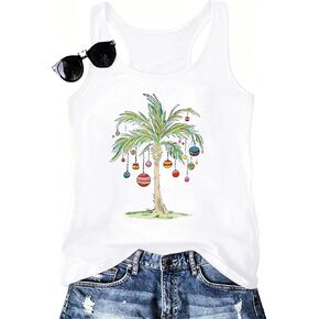 Christmas in July Shirts for Women Hawaiian Christmas Tank Top Tropical Summer Beach Holiday Sleeveless Tops in Saudi Arabia