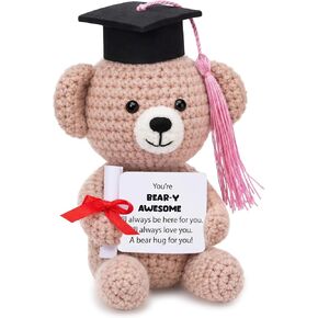 Graduation Crochet Bear Gifts Small Inspirational Class of 2026 Grad Knitted Bear Gift with Graduation Cap Tassel for Middle High College Grad Party Stuffer(Black,Purple) in Saudi Arabia